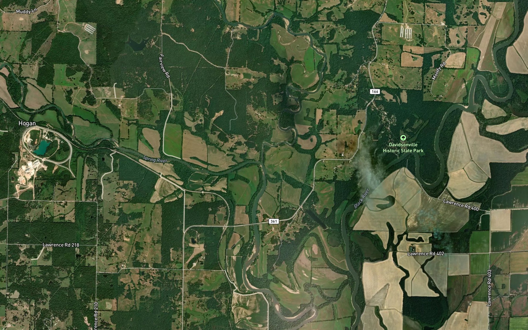 Satellite map of the Eleven Point River