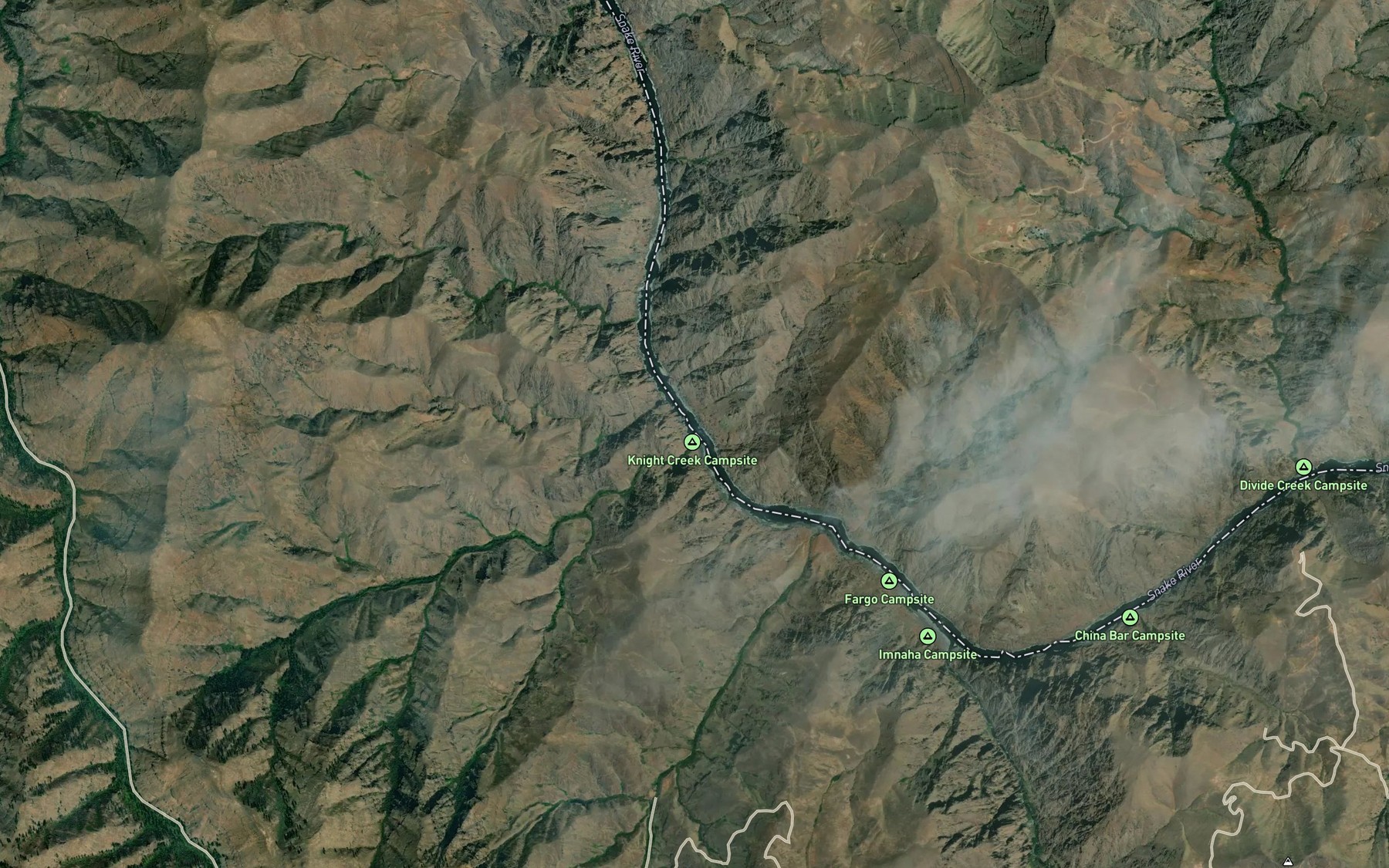 Satellite map of the Knight Creek