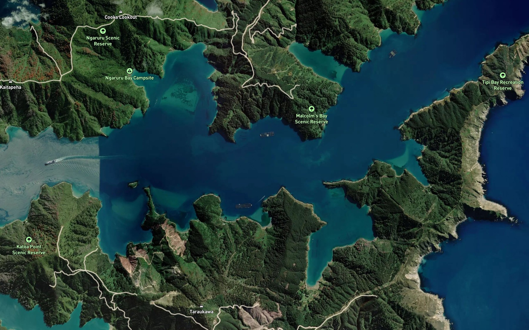 Satellite map of the Tory Channel