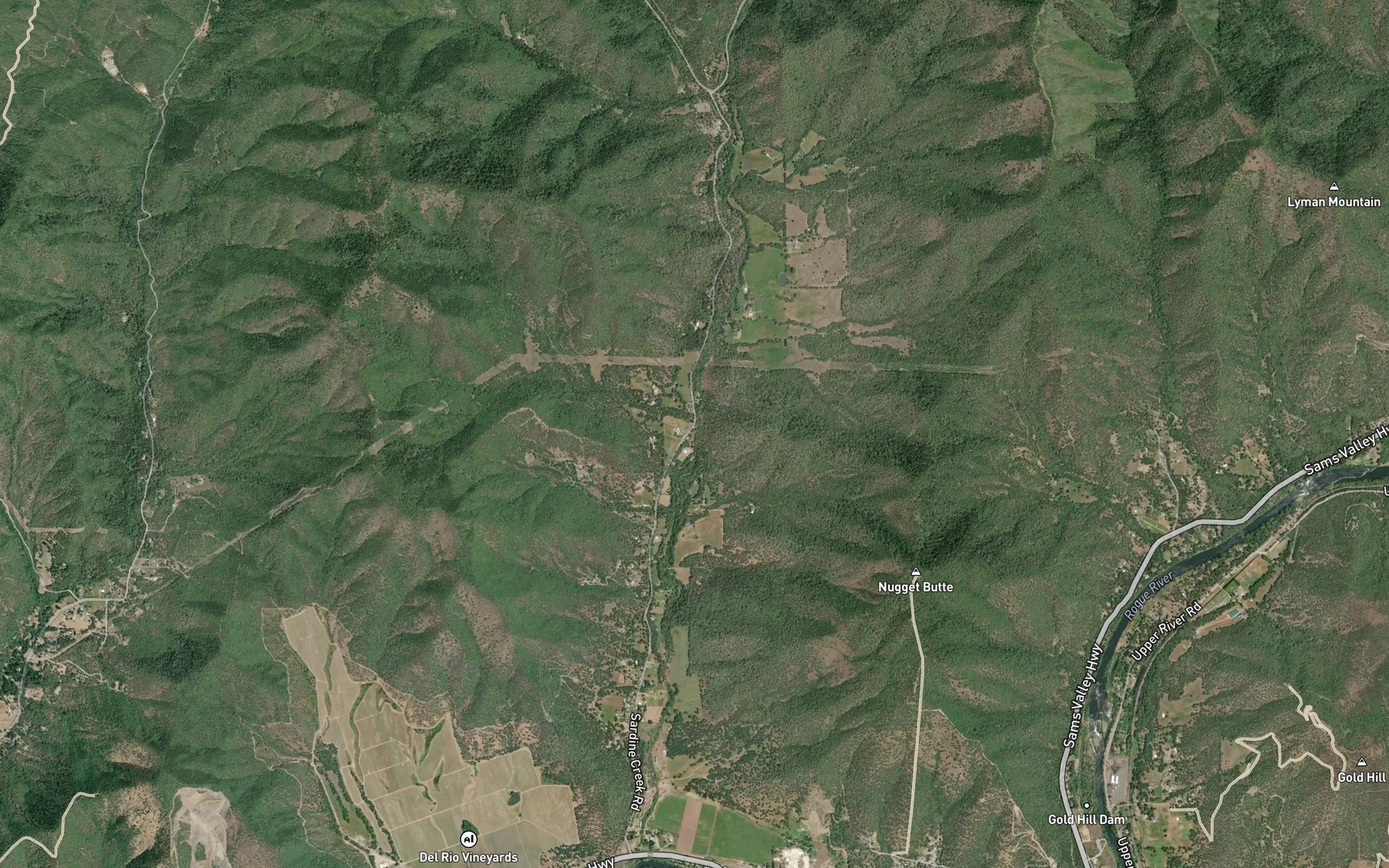 Satellite map of the Rocky Creek