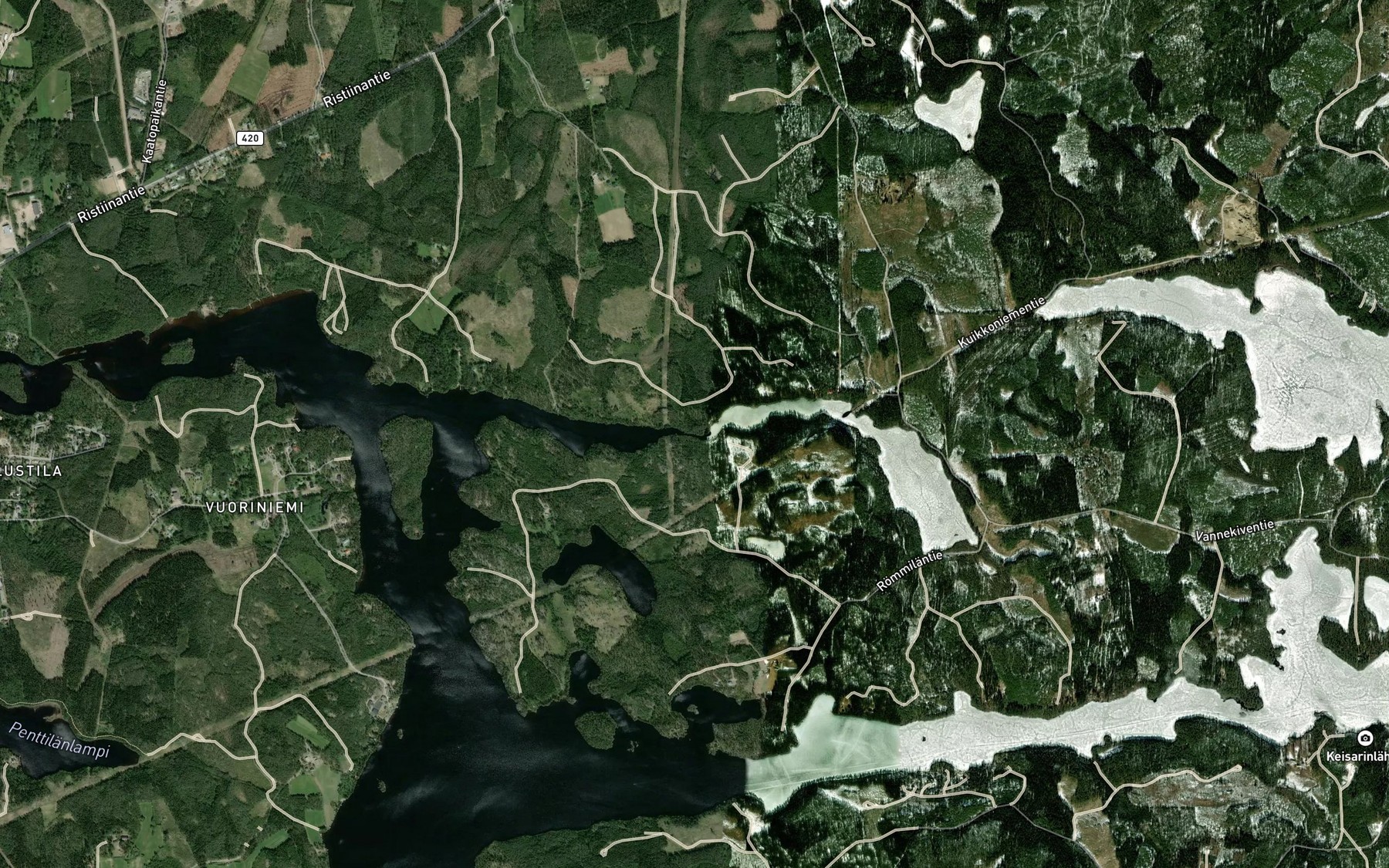 Satellite map of the Kapiasalmi