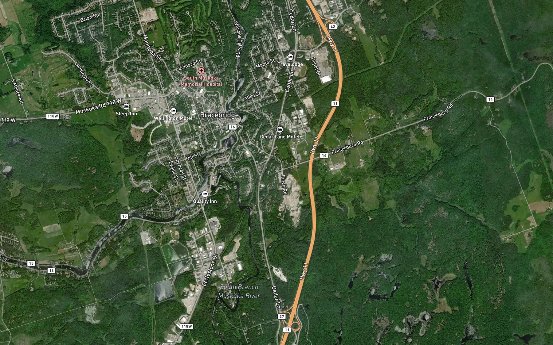 Satellite map of the Sharpe Creek