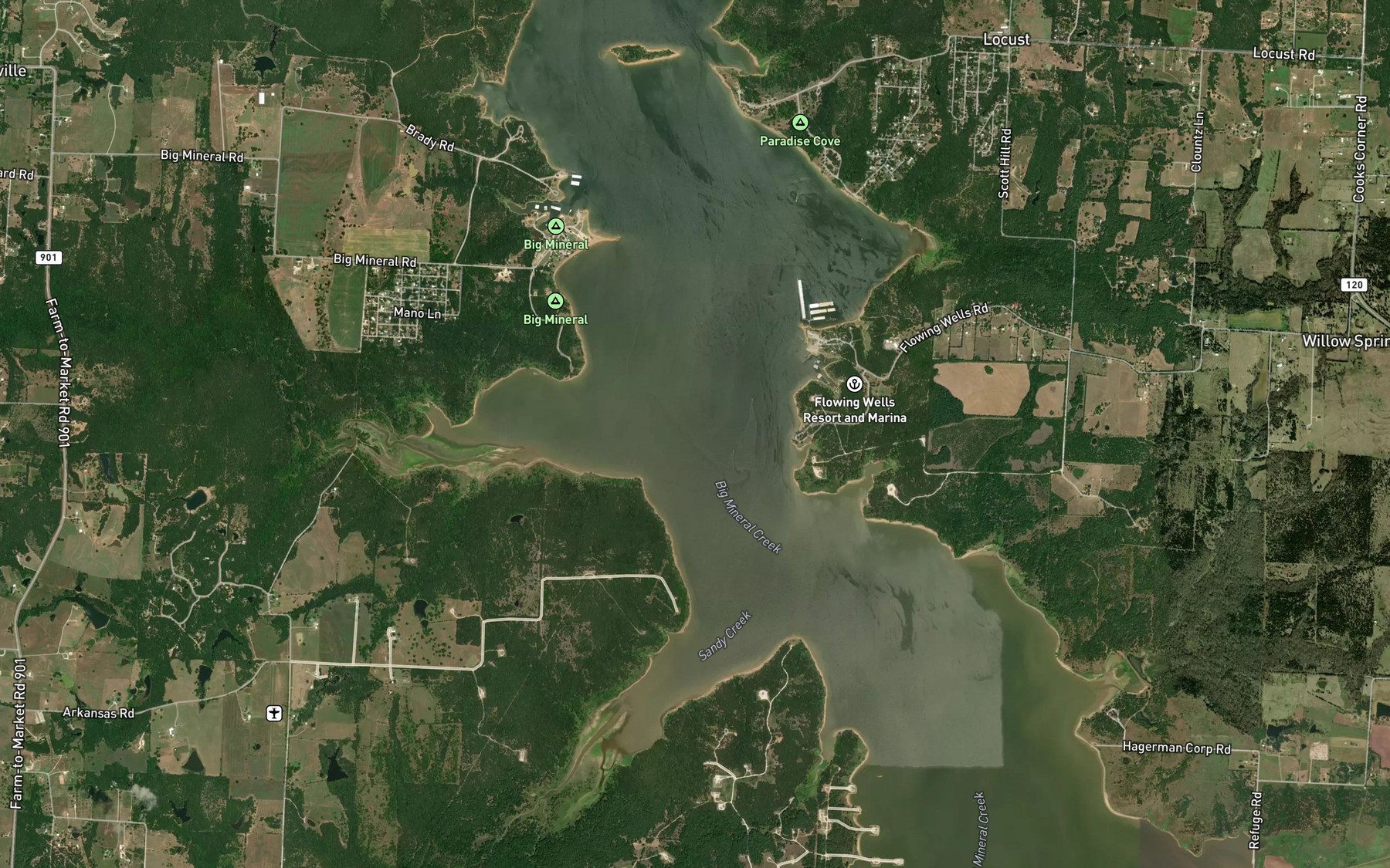 Satellite map of the Big Mineral Arm