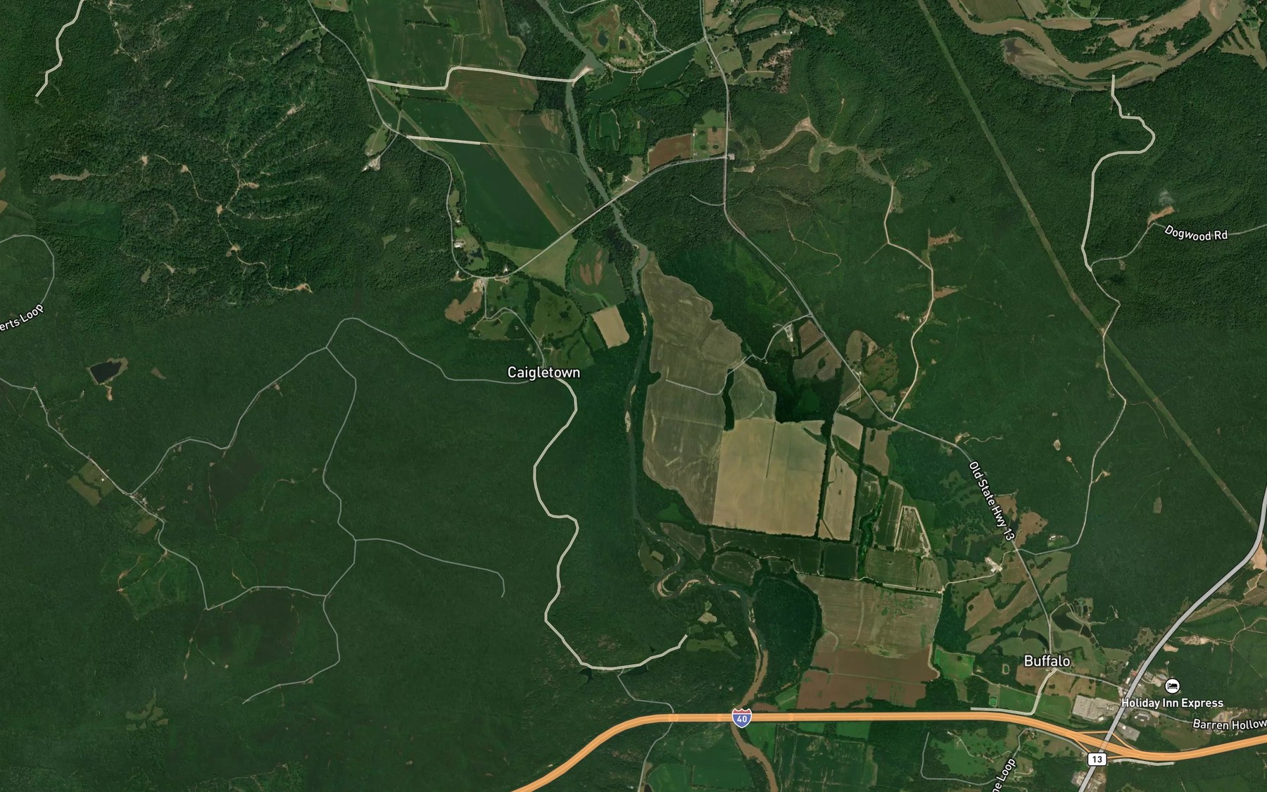 Satellite map of the Mill Branch