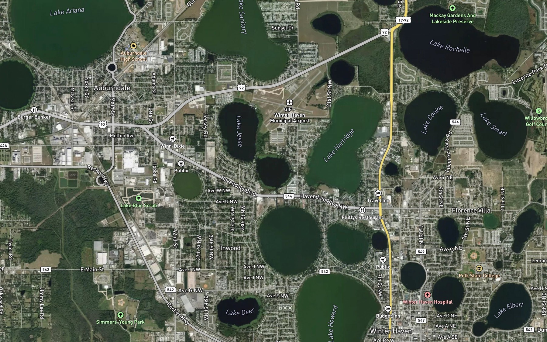 Satellite map of the Lake Idylwild