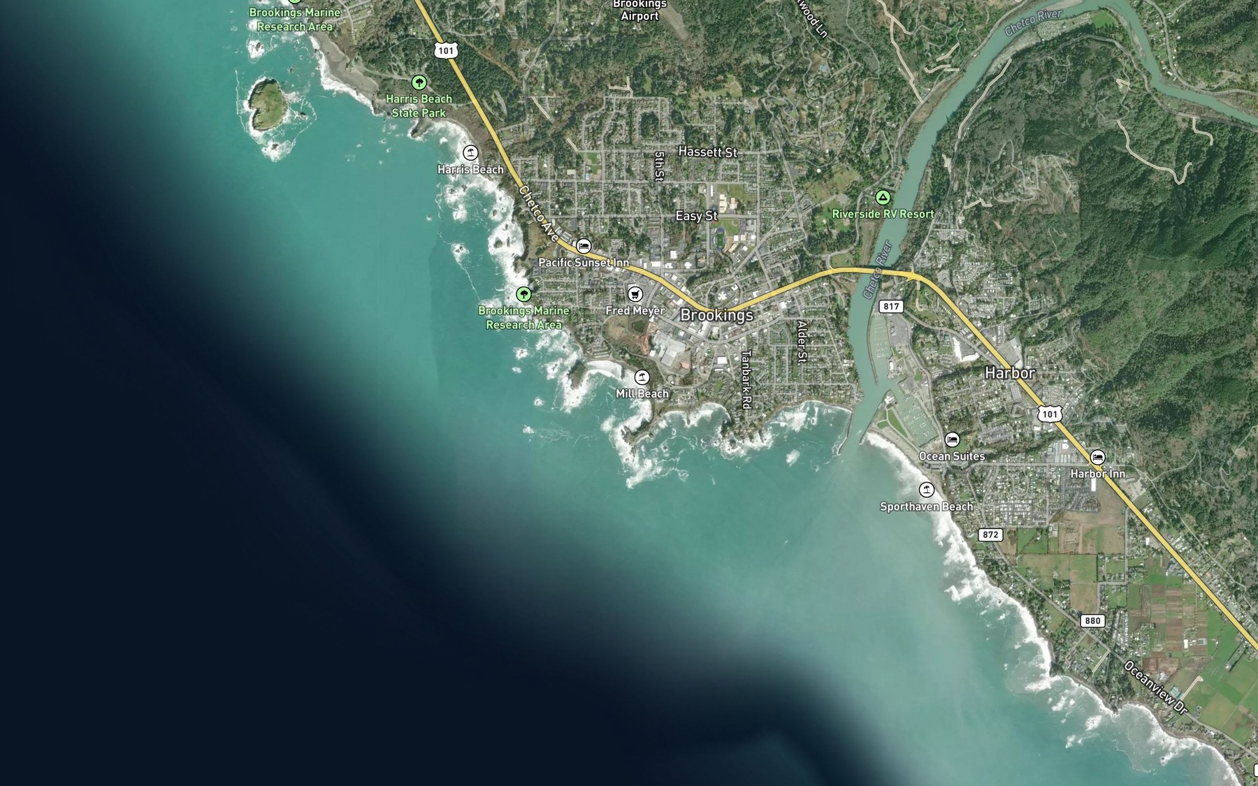 Satellite map of the Macklyn Cove