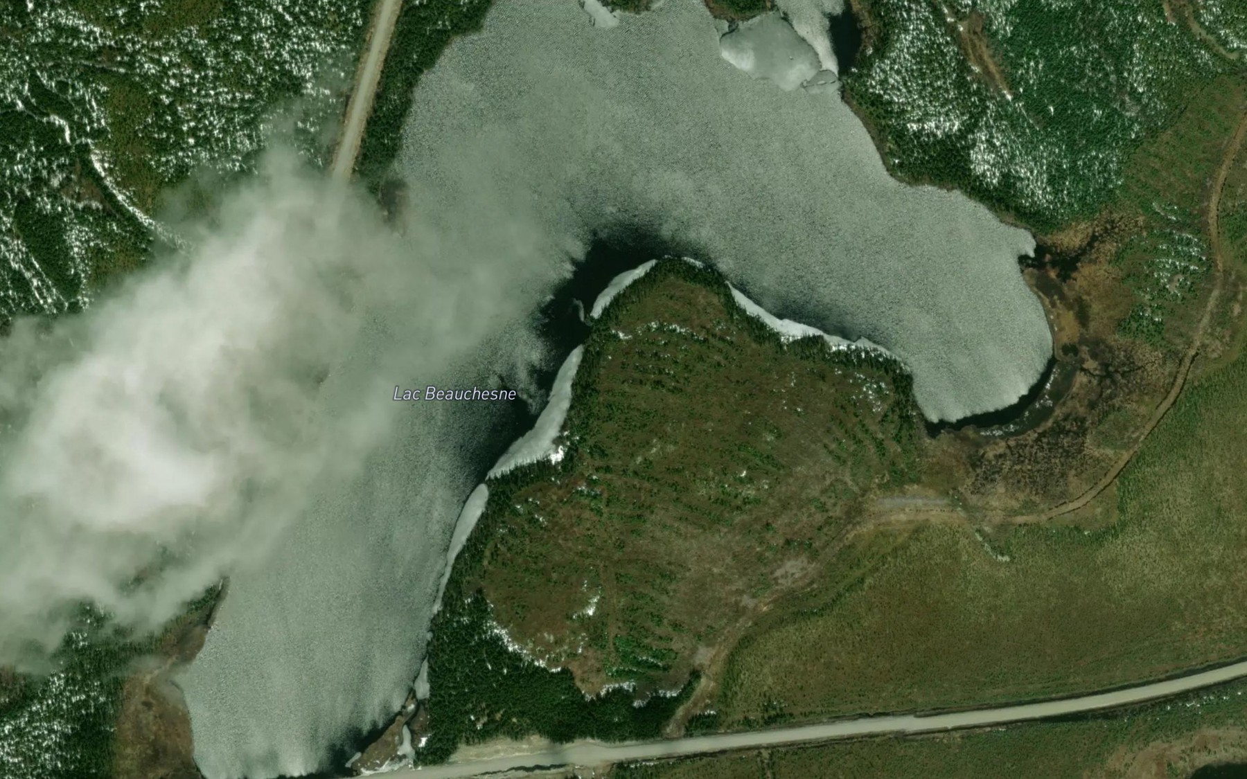 Satellite map of the Lac Beauchesne