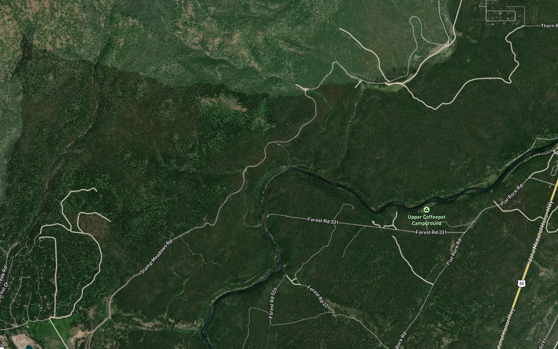 Satellite map of the Coffee Pot Rapids