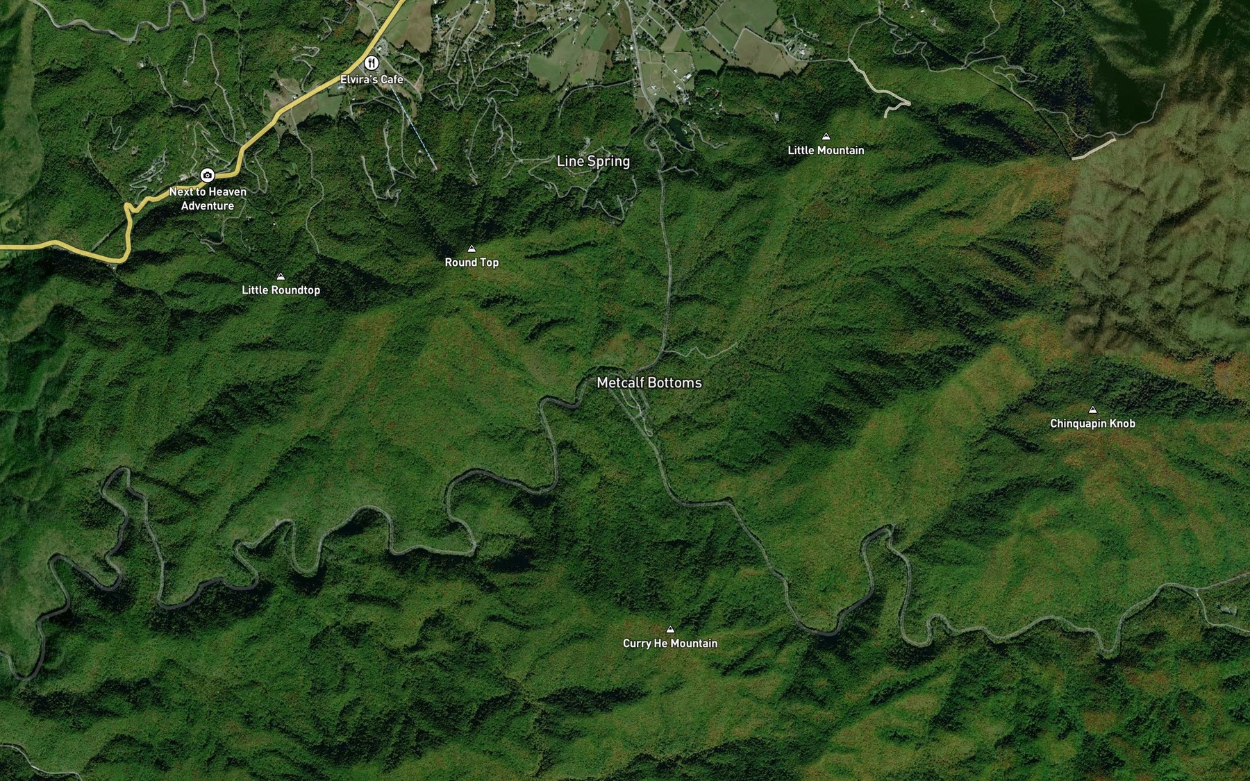 Satellite map of the Metcalf Bottoms