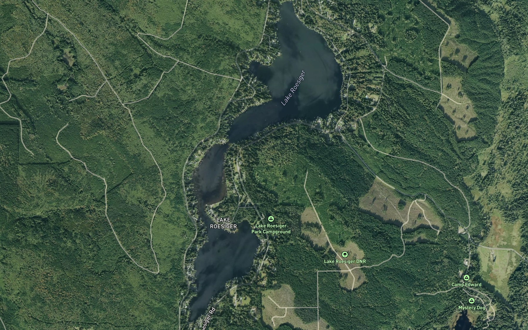 Satellite map of the Lake Roesiger