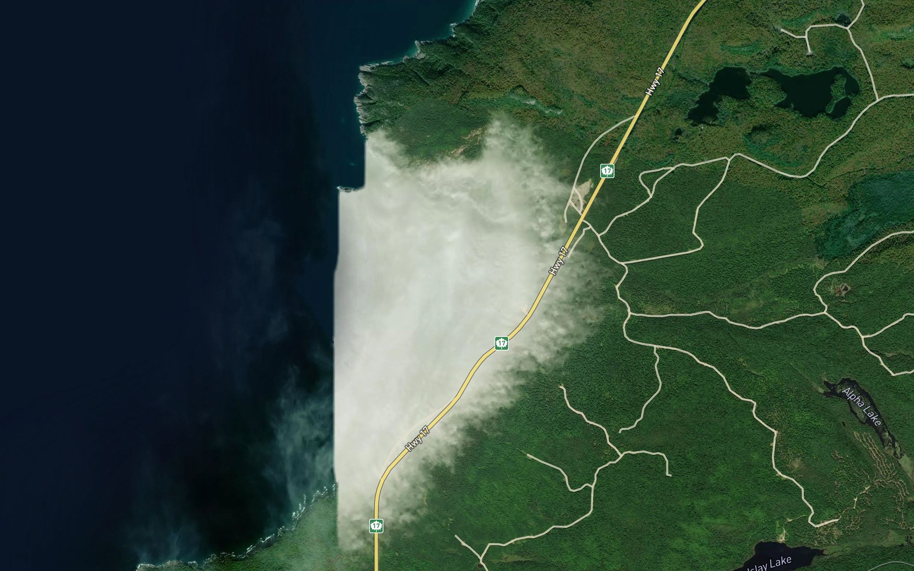 Satellite map of the Alona Bay Creek
