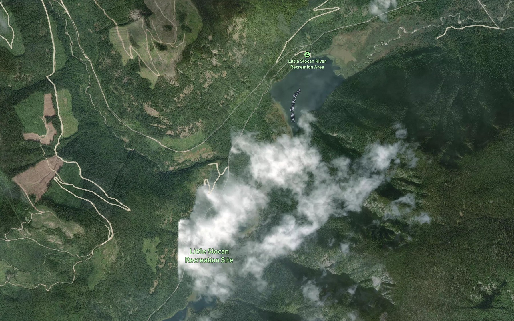 Satellite map of the Little Slocan Lakes