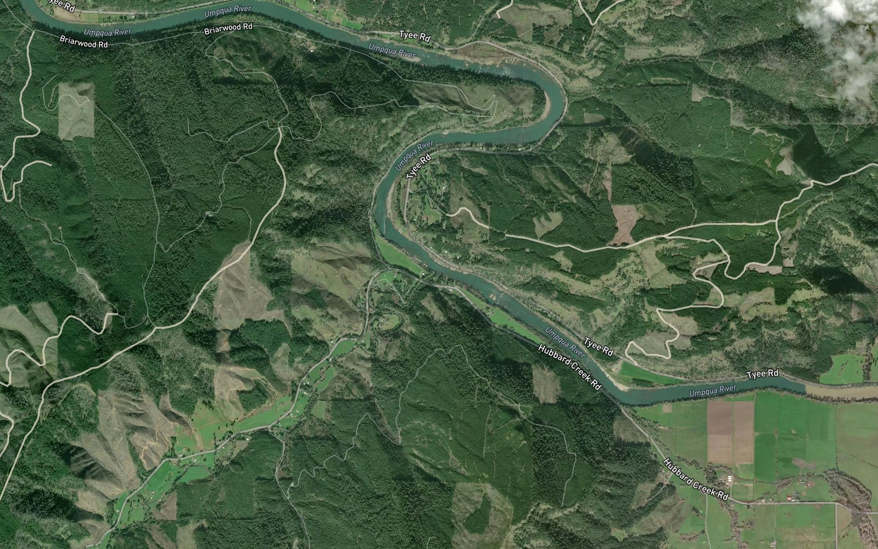 Satellite map of the Hubbard Creek