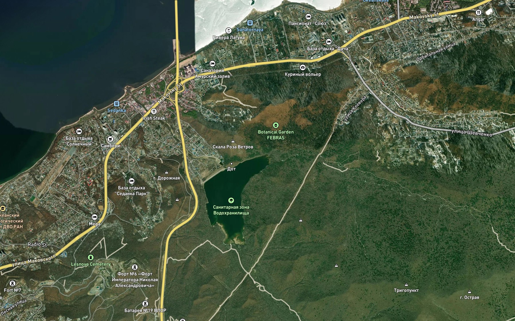 Satellite map of the Malaya Sedanka