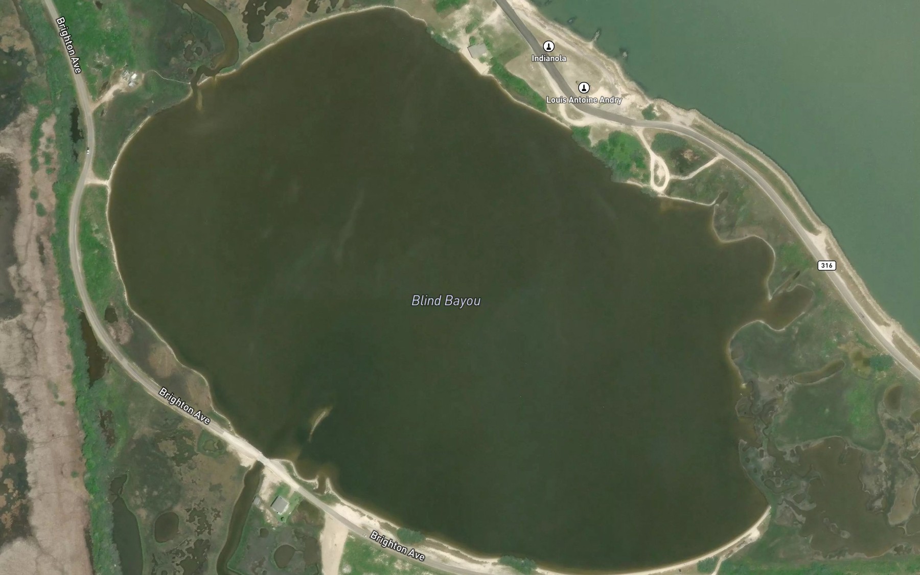 Satellite map of the Blind Bayou