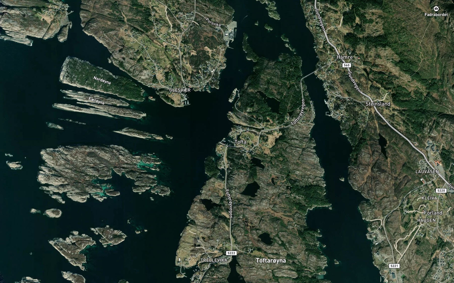 Satellite map of the Toftevika