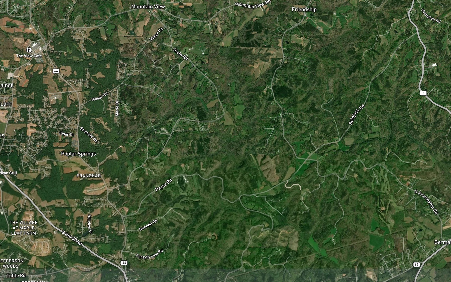 Satellite map of the Timmons Creek