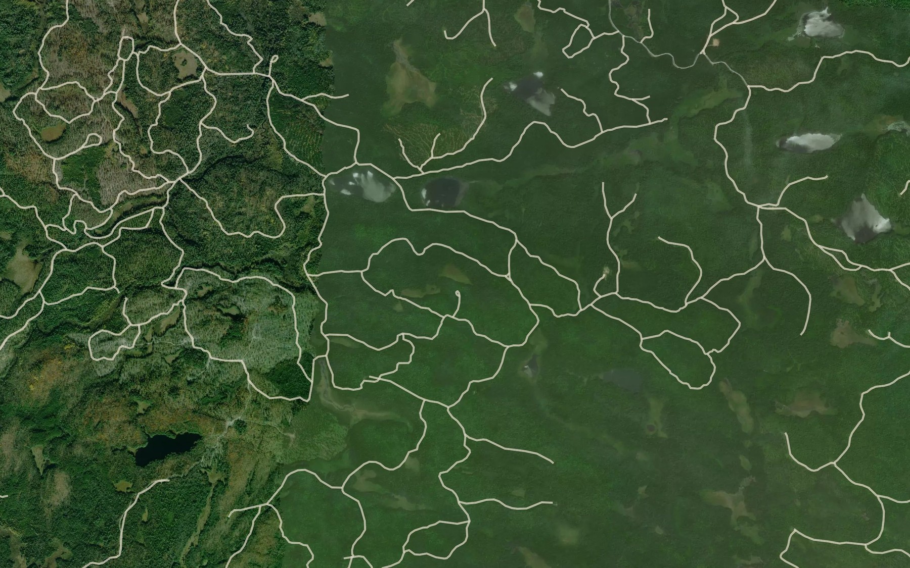 Satellite map of the Twin Ponds