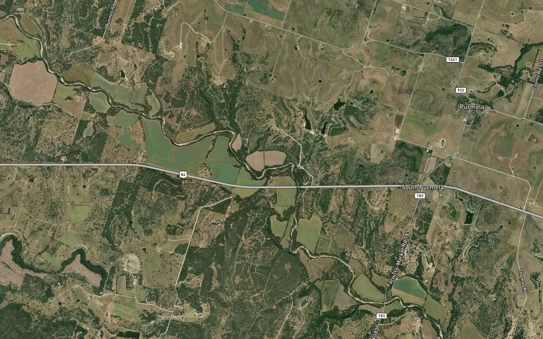 Satellite map of the Bear Creek