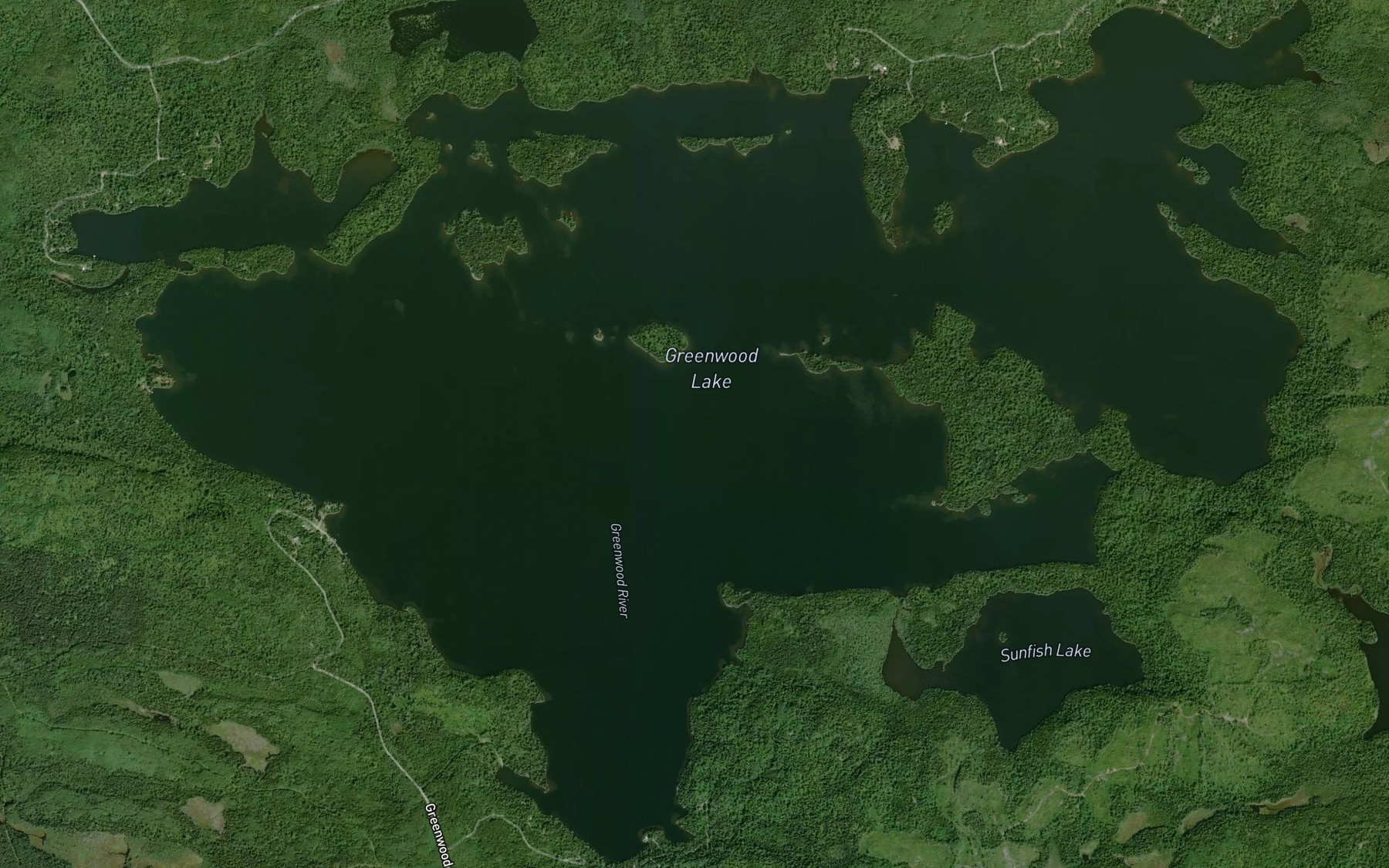 Satellite map of the Greenwood Lake