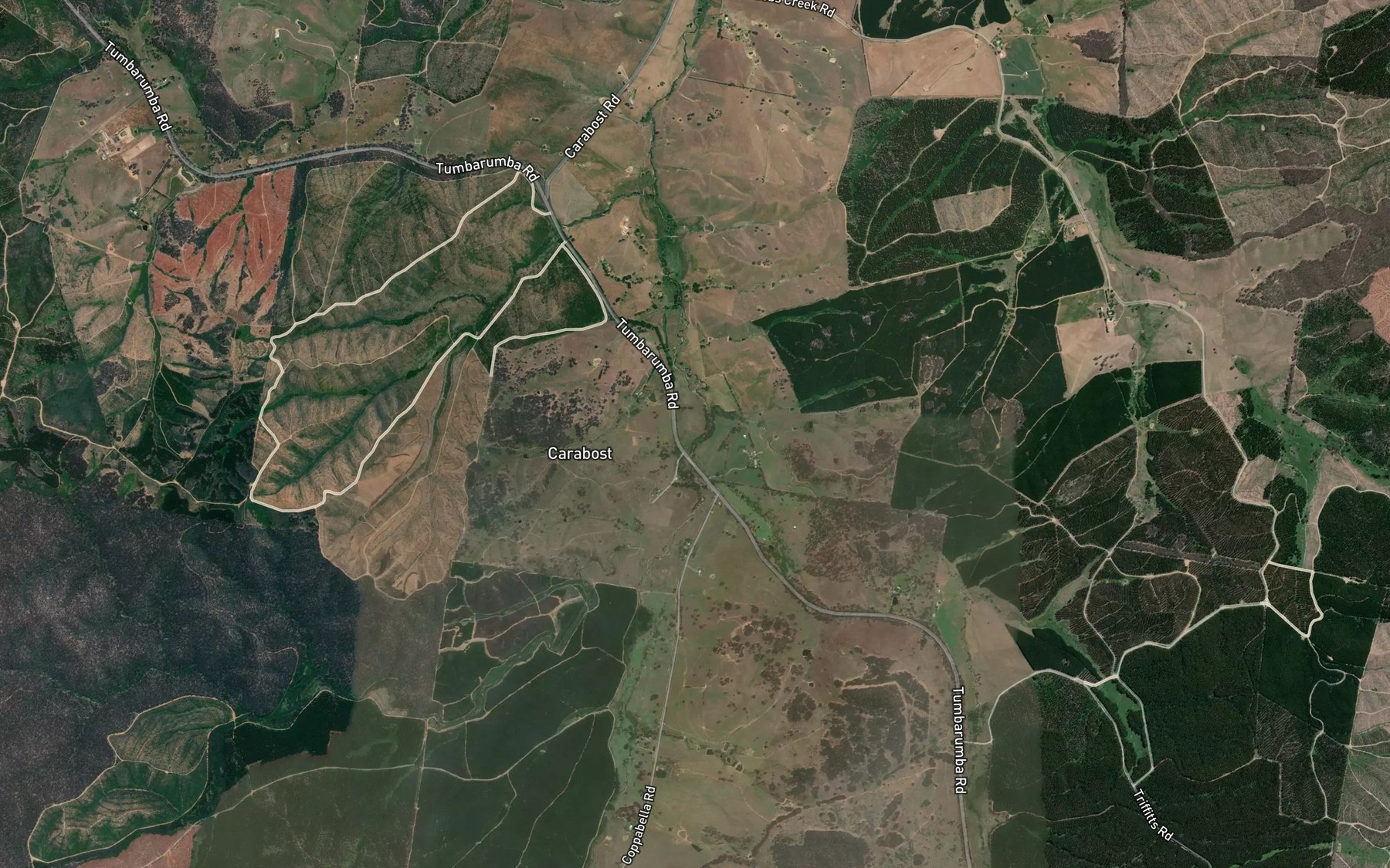 Satellite map of the Paddys Creek