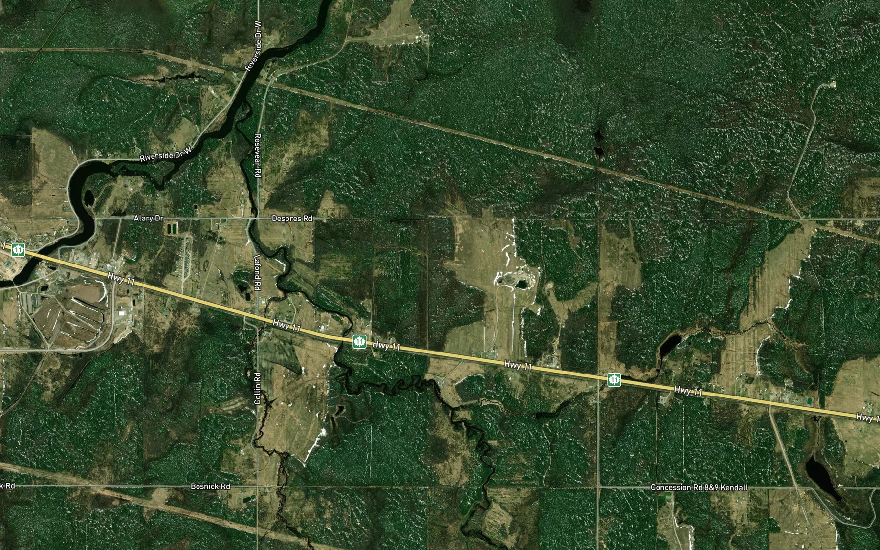 Satellite map of the McIlwroth Creek