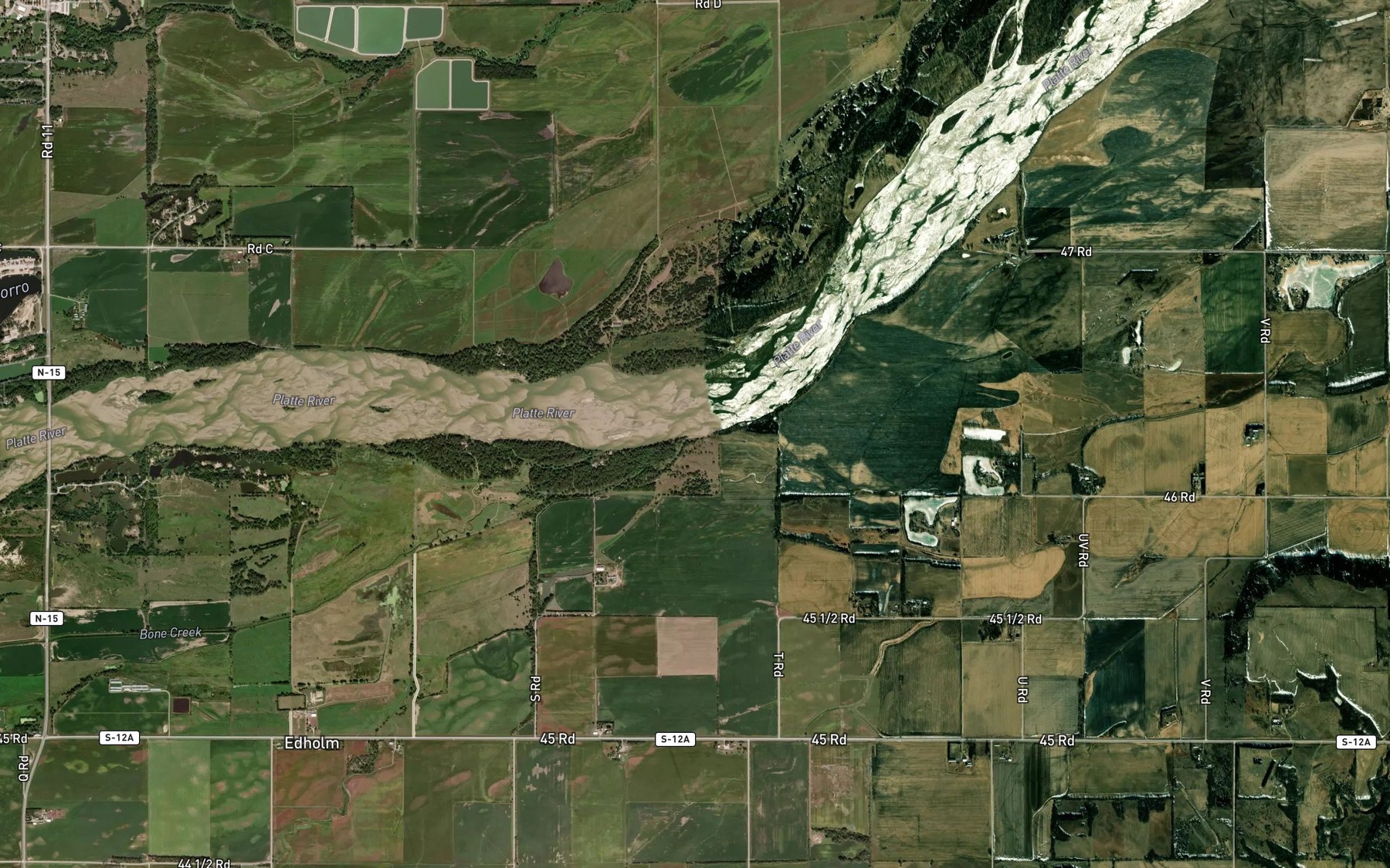 Satellite map of the Bone Creek