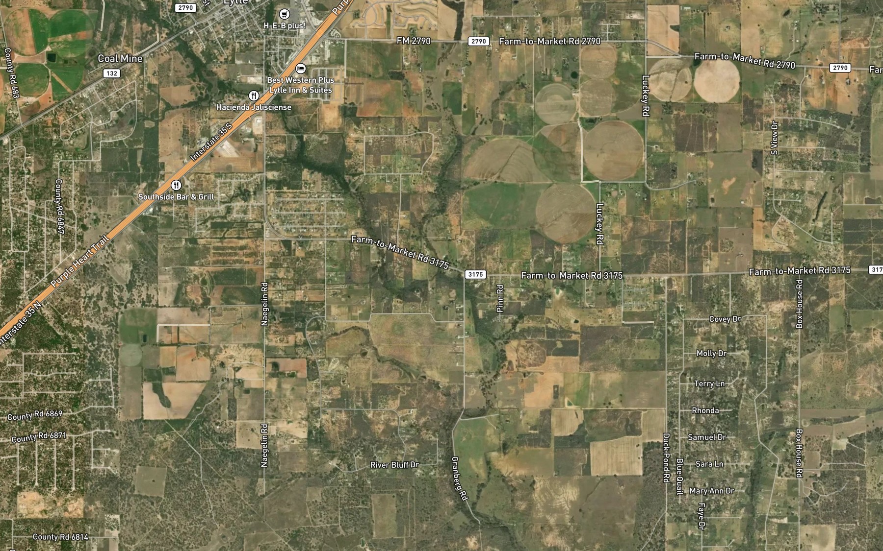 Satellite map of the West Prong Atascosa River