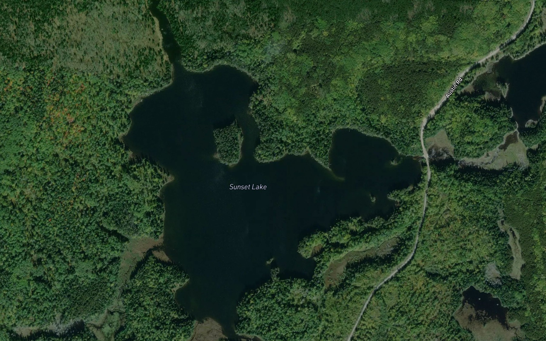 Satellite map of the Sunset Lake