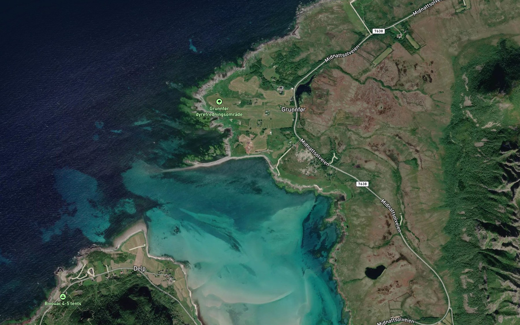 Satellite map of the Naustvika