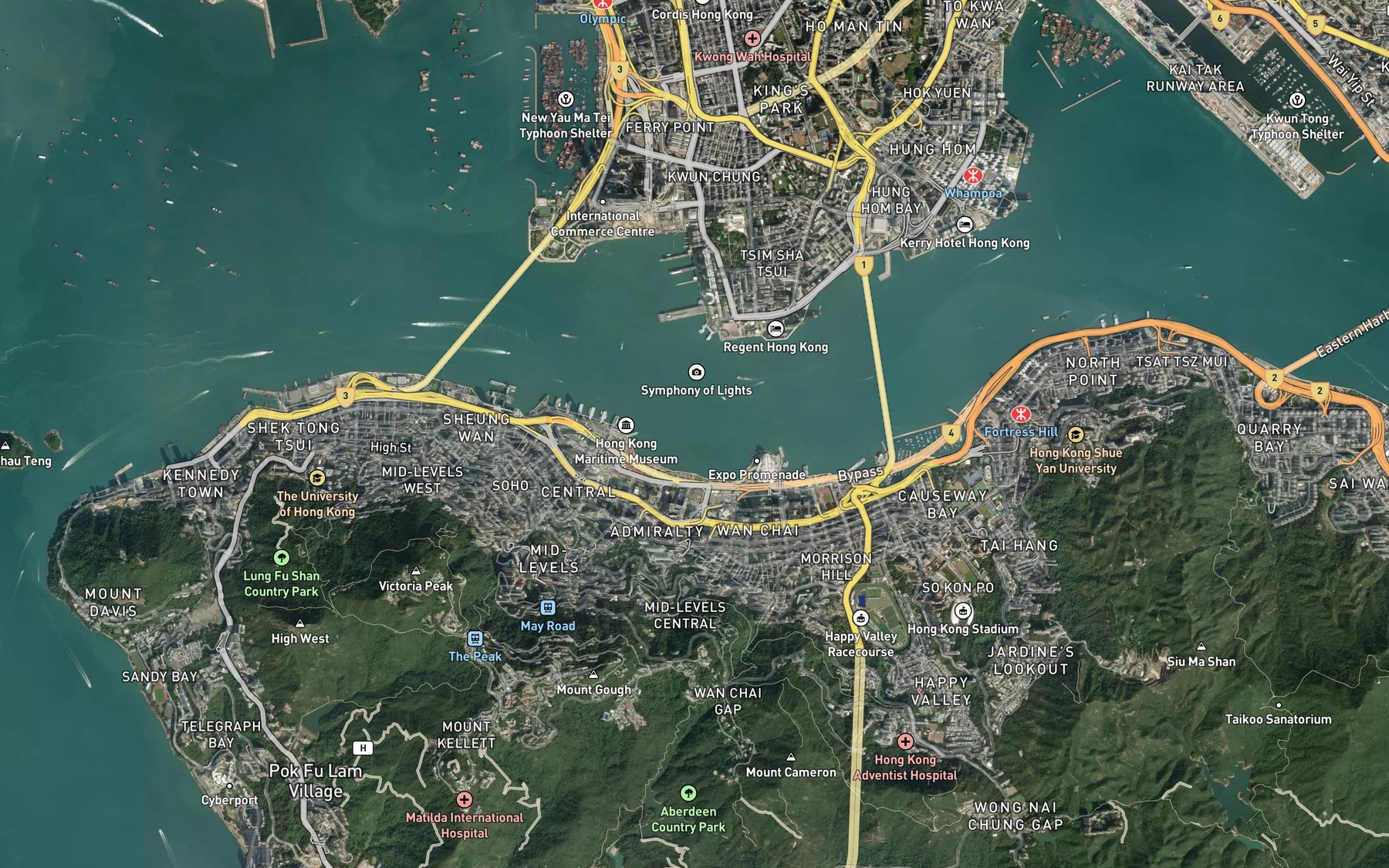 Satellite map of the Man of War Anchorage (historical)