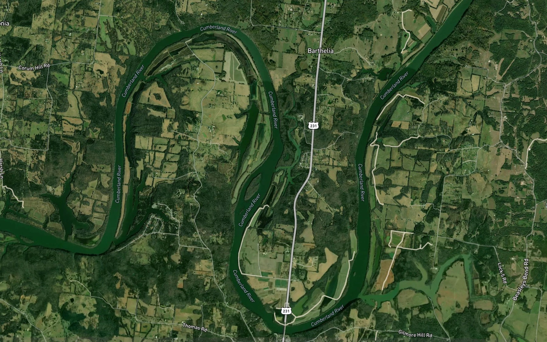 Satellite map of the Rocky Creek