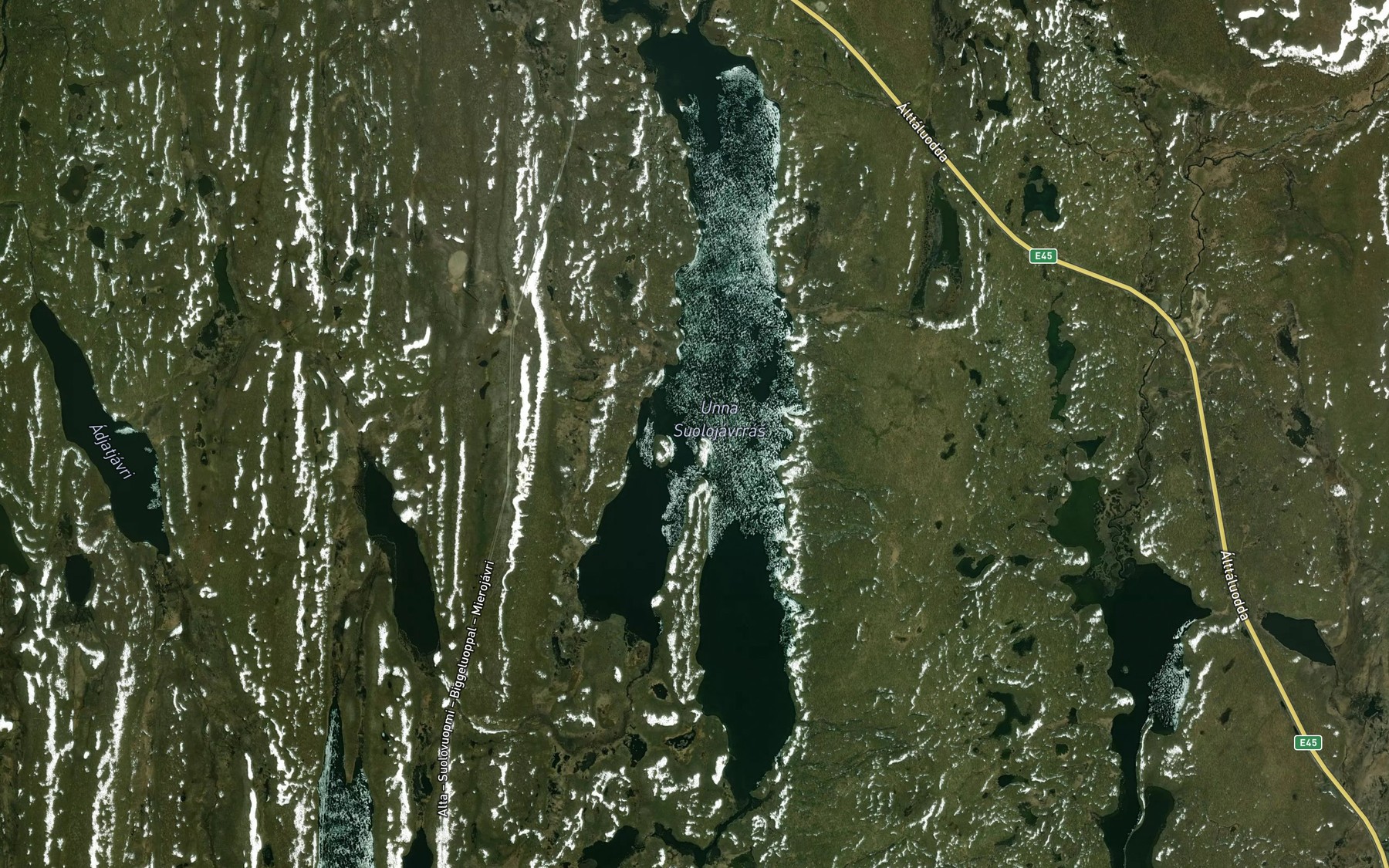 Satellite map of the Unna Suolojavrrit