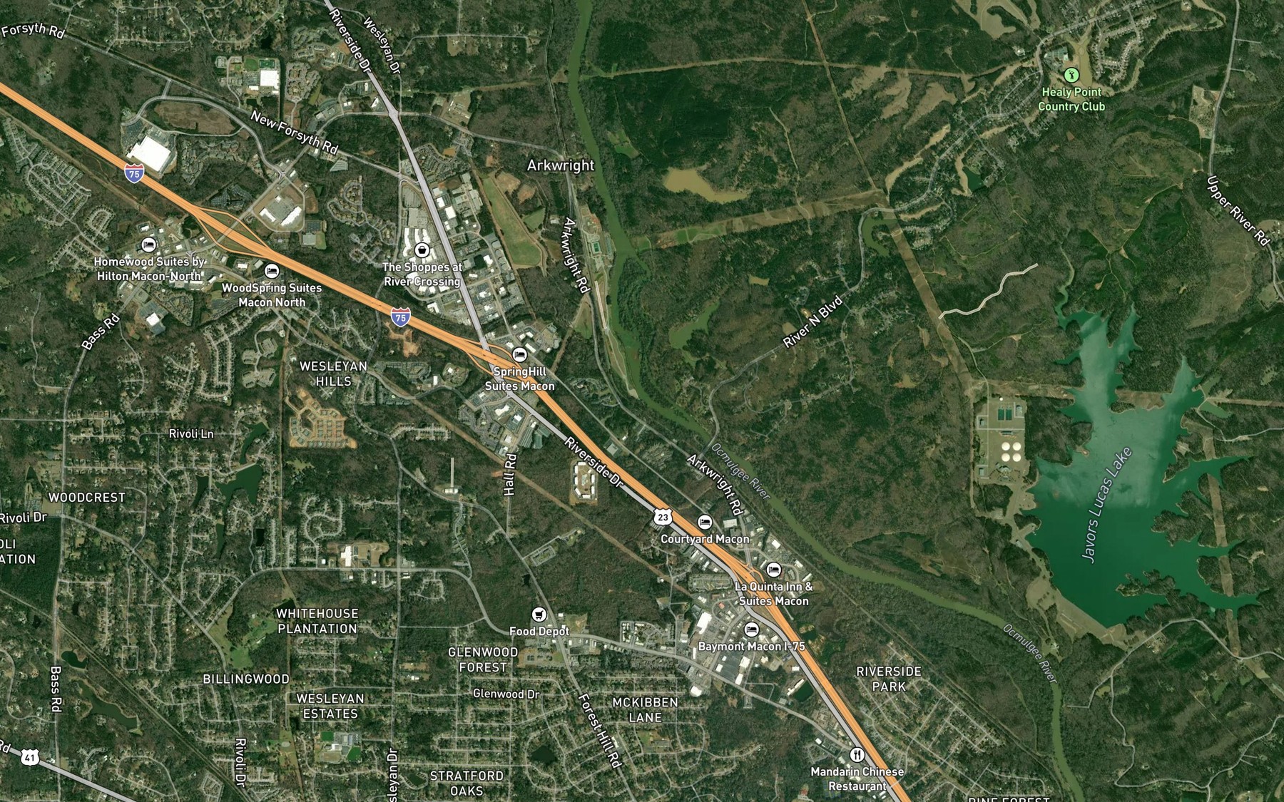 Satellite map of the Beaverdam Creek
