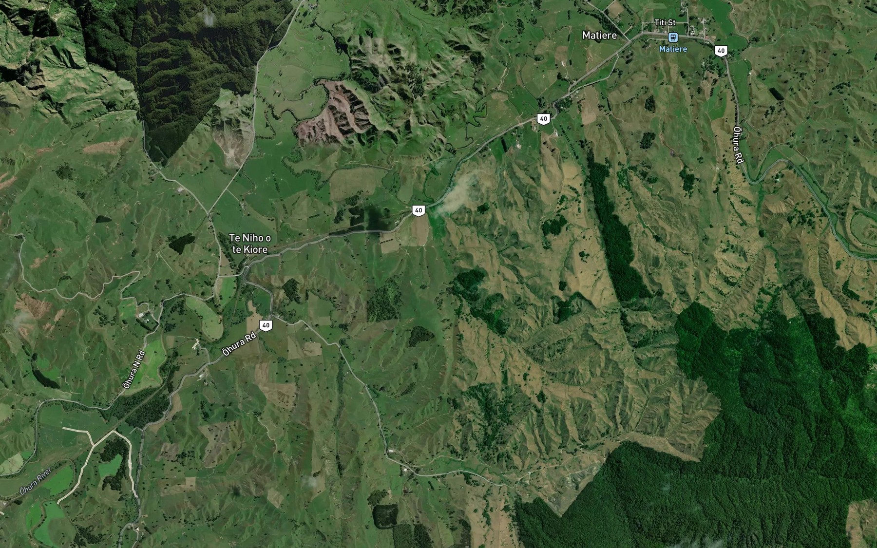 Satellite map of the Pukerimu Stream