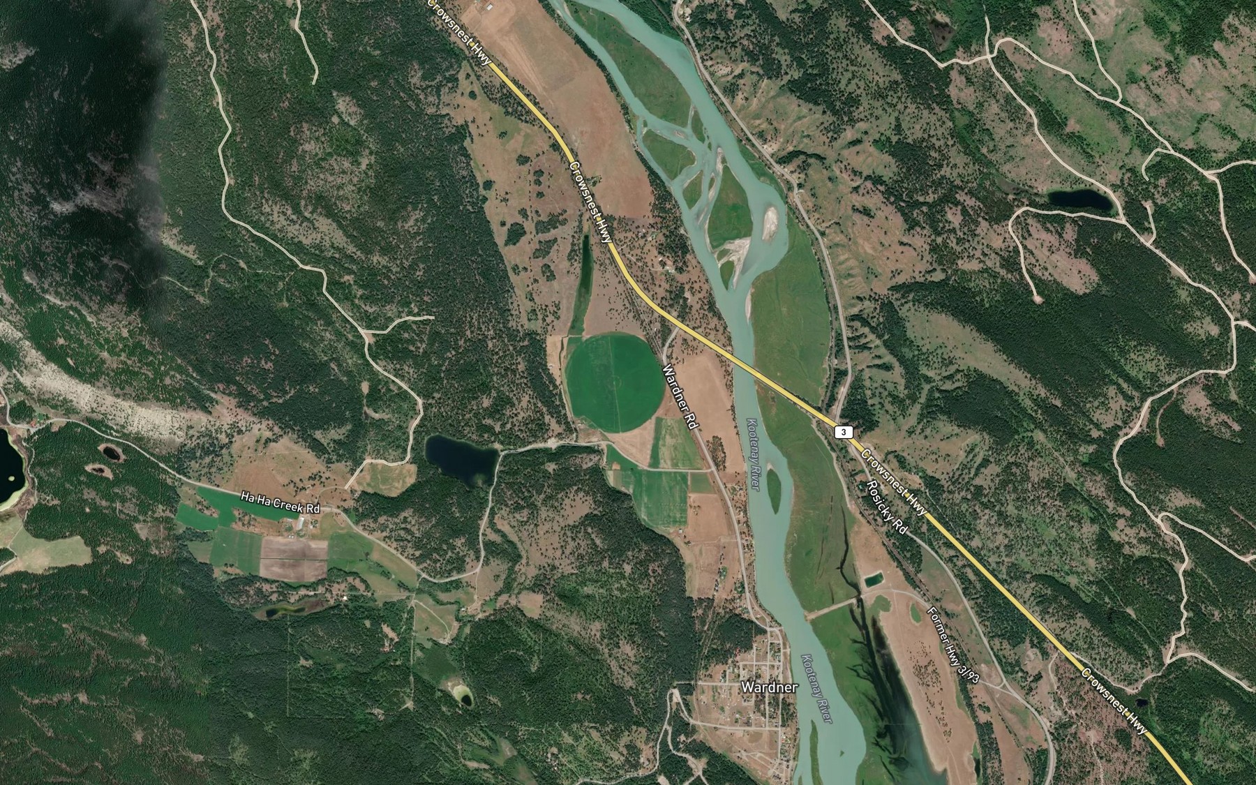 Satellite map of the Haha Creek