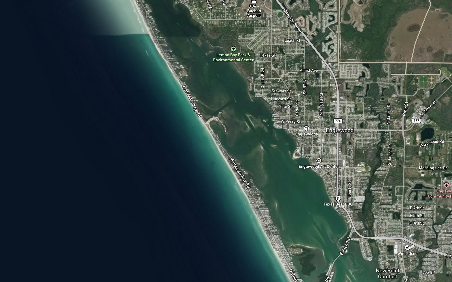 Satellite map of the Lemon Bay