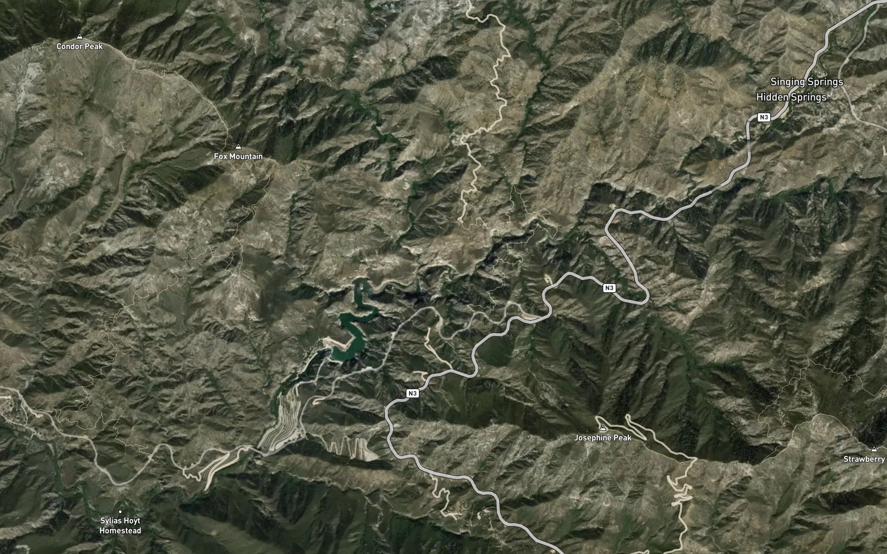 Satellite map of the Josephine Creek
