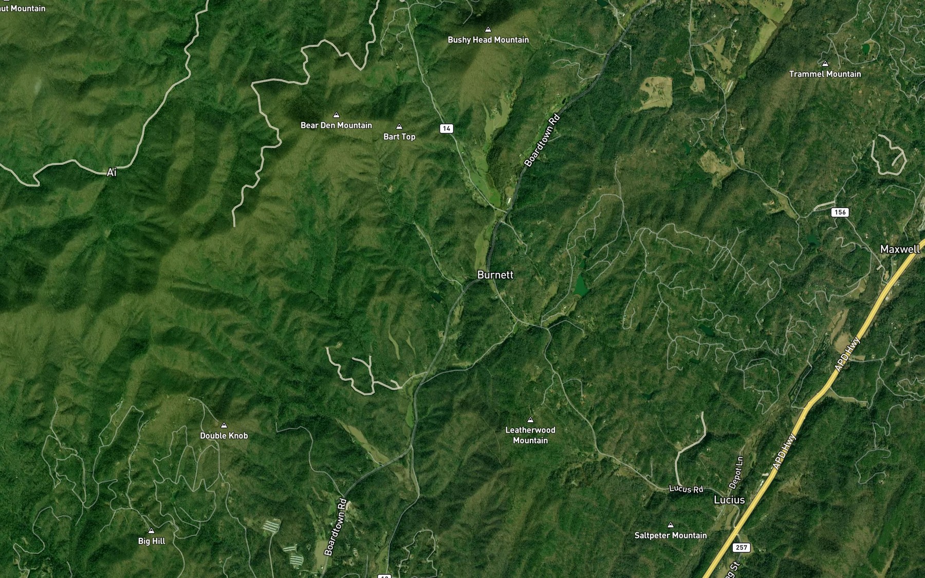 Satellite map of the Allen Branch