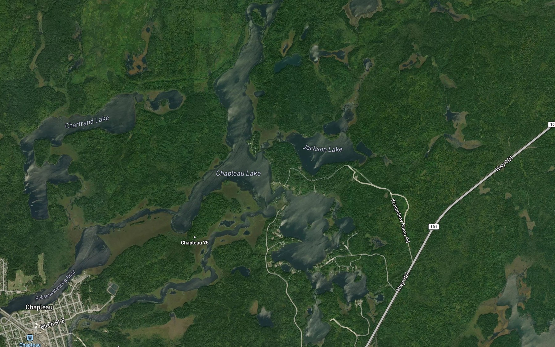 Satellite map of the Chapleau Lake
