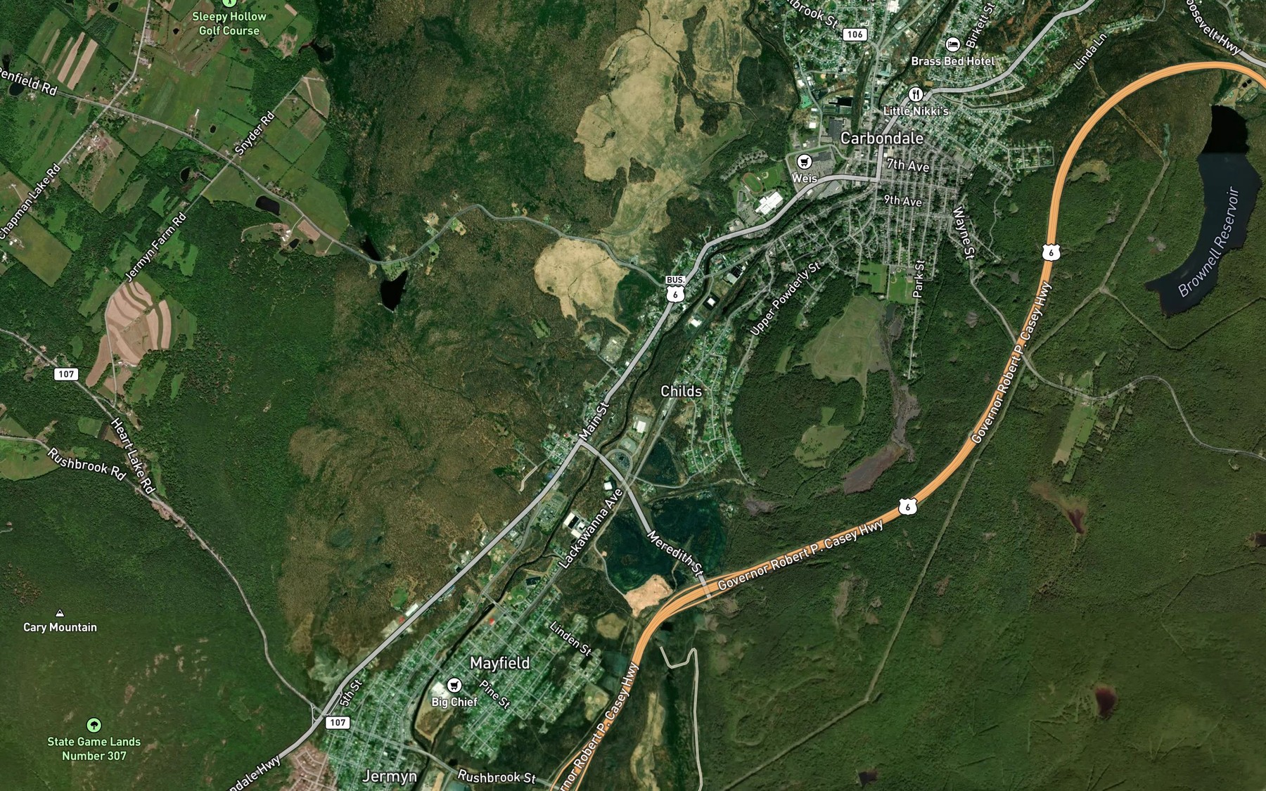 Satellite map of the Meredith Creek