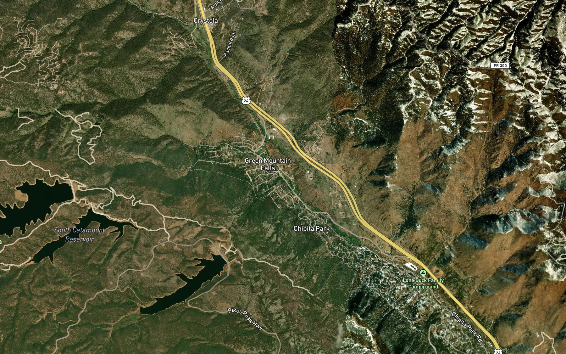 Satellite map of the Crystal Creek