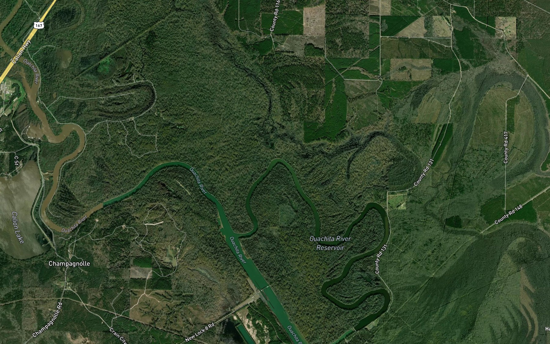 Satellite map of the Stick Bend