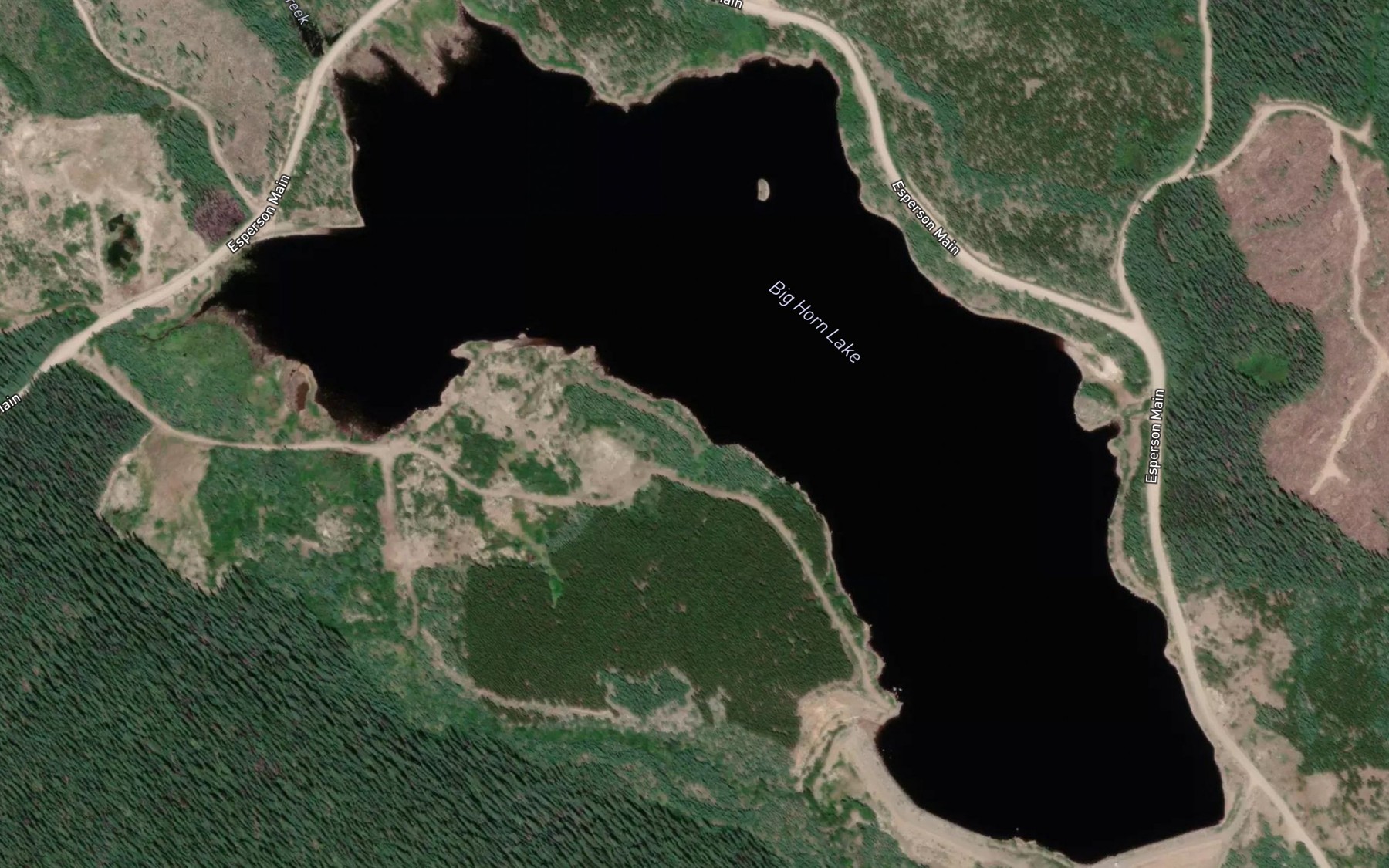 Satellite map of the Big Horn Reservoir