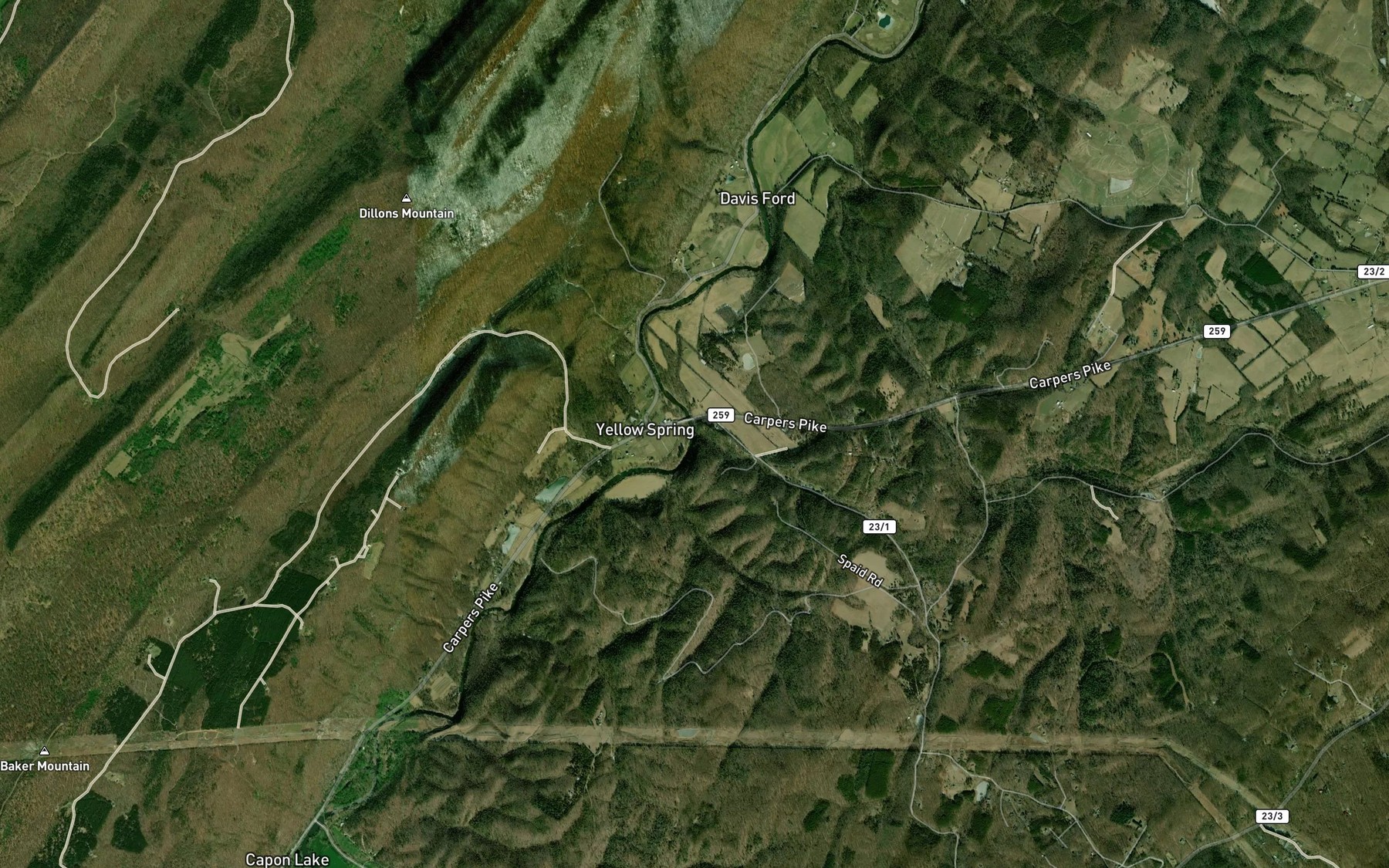 Satellite map of the Falling Run