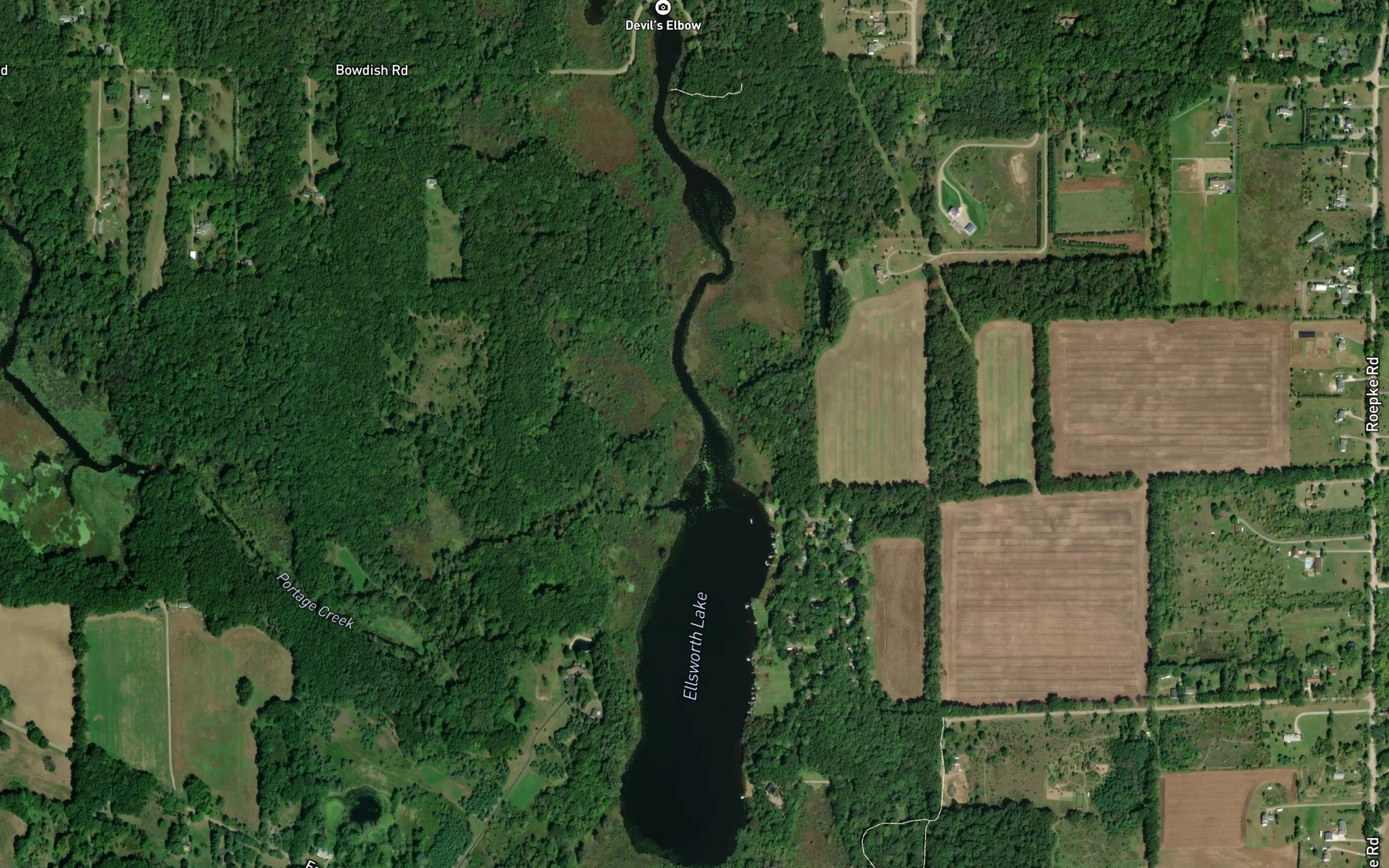 Satellite map of the Ellsworth Lake