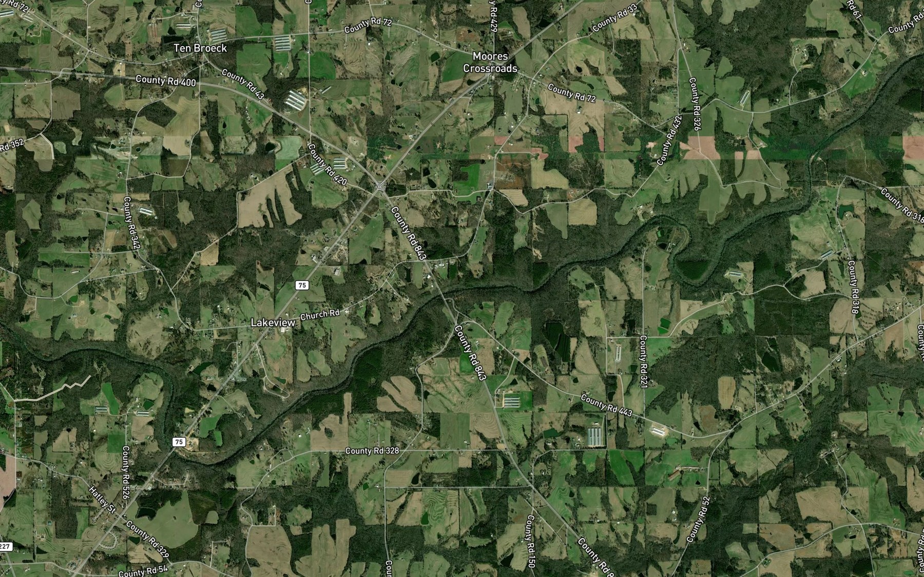 Satellite map of the Marshall Branch
