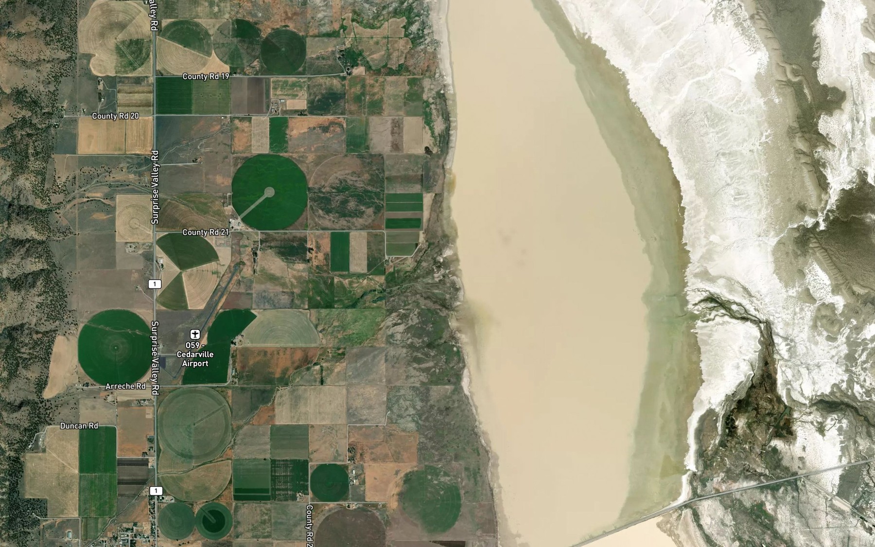 Satellite map of the Cedar Creek