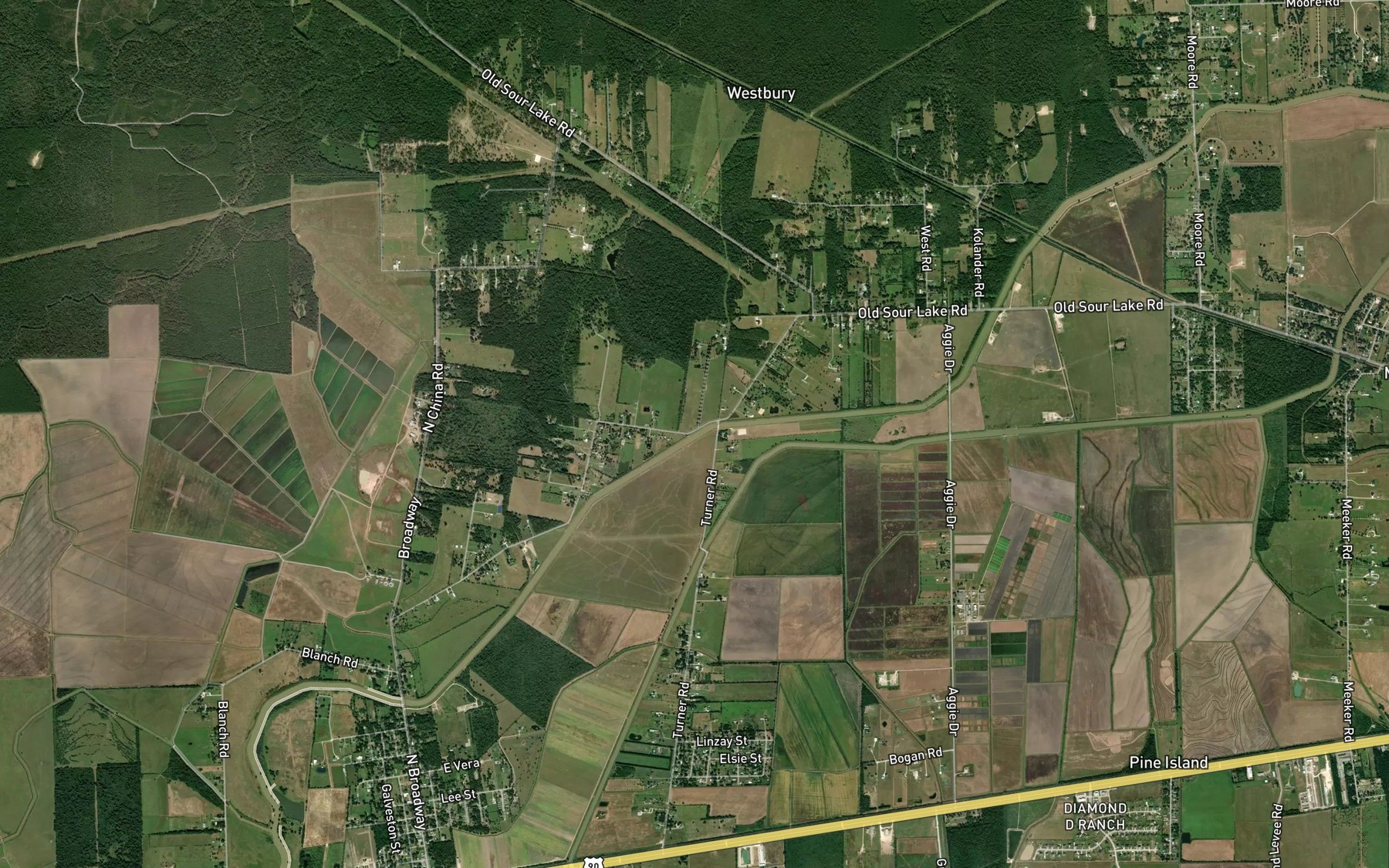 Satellite map of the Lower Neches Valley Authority Canal