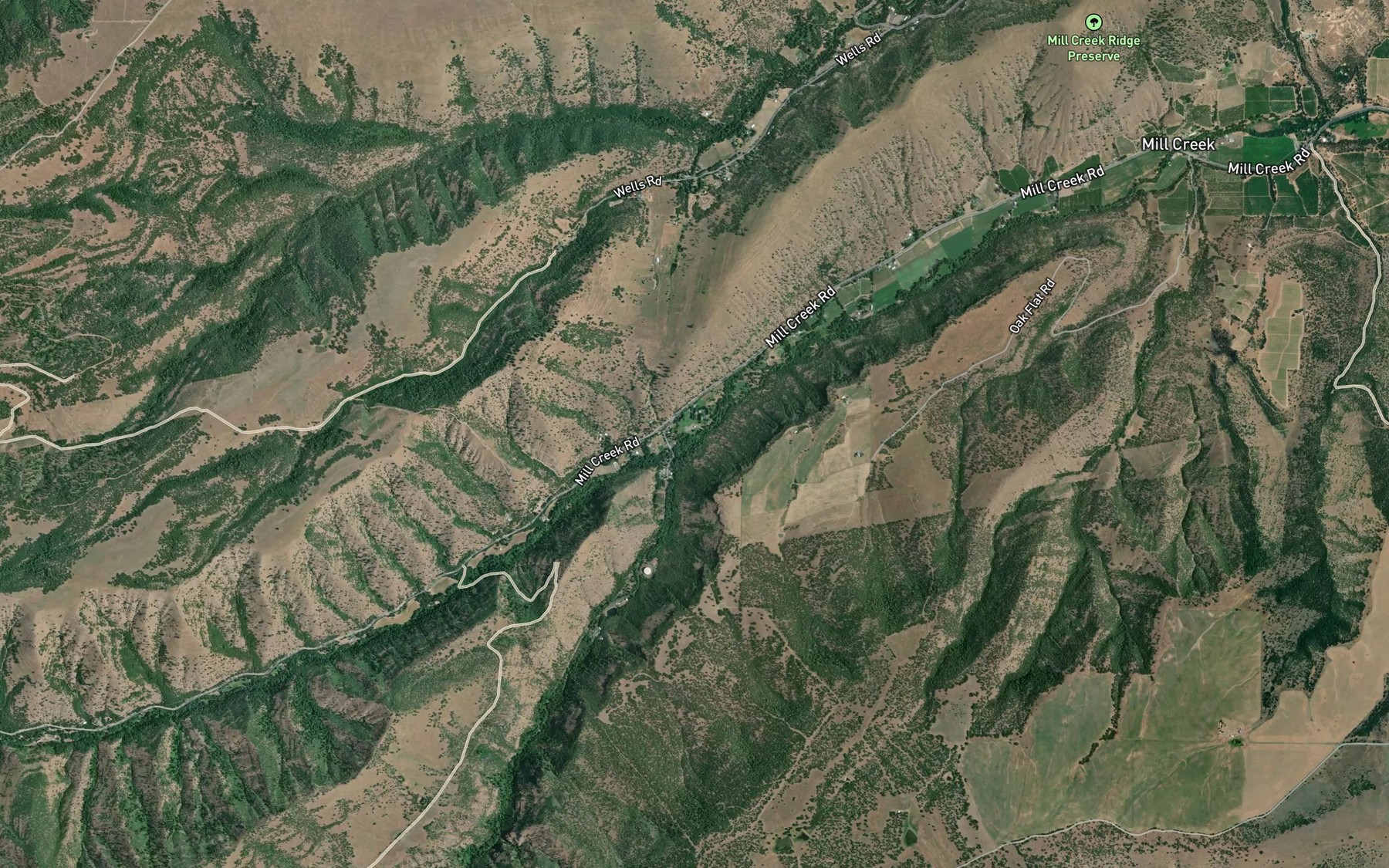Satellite map of the North Fork Mill Creek